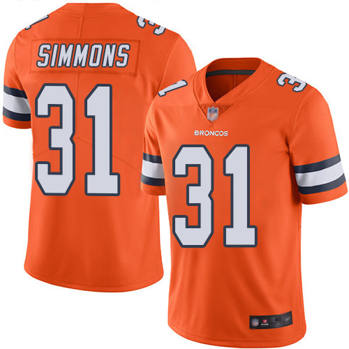 Men Denver Broncos 31 Justin Simmons Limited Orange Rush Vapor Untouchable Football NFL Jersey